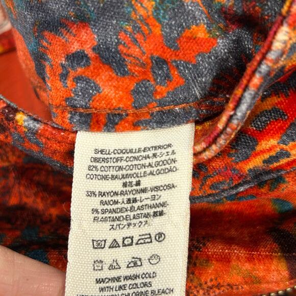 Free People Lennon Floral Funkytown Orange Red Velvet Pants Women’s Size 0 - Picture 7 of 12